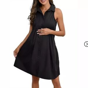 Elegant Silky Black Sleeveless Dress, Can Be Casual Or Maternity. Large